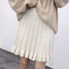 Женская трикотажная юбка с высокой талией, мягкая, повседневная, трапециевидная, Женская плиссированная юбка, Осень-зима, черная короткая юбка, низ, сплошной цвет