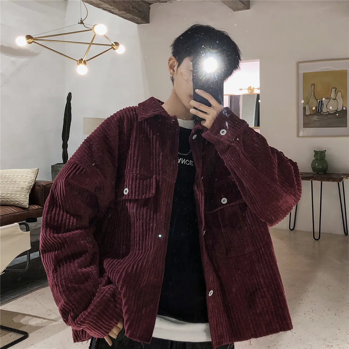 2019 Men's Corduroy Fabric Coats Streetwear Brand Bomber Jackets Fashion Outerwear Grey/red/khaki Color Windbreaker jaket men 2019 Men's Corduroy Fabric Coats Streetwear Brand Bomber Jackets Fashion Outerwear Grey/red/khaki Color Windbreaker jaket men