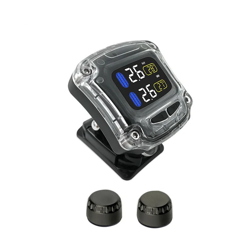 

Smart Motorcycle TPMS 2 External Sensors Kit Wireless Motor Tire Pressure Monitoring System Realtime Temperature Alarm