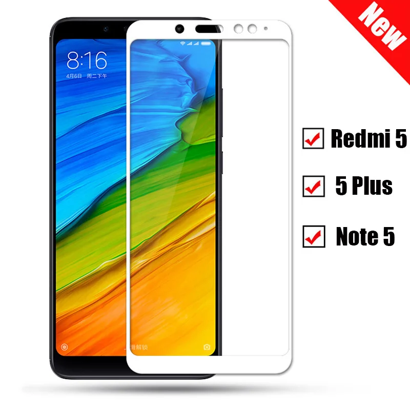 Закаленное защитное стекло 9H для Redmi 5 Plus Note защита экрана с полным покрытием Xiaomi 5A