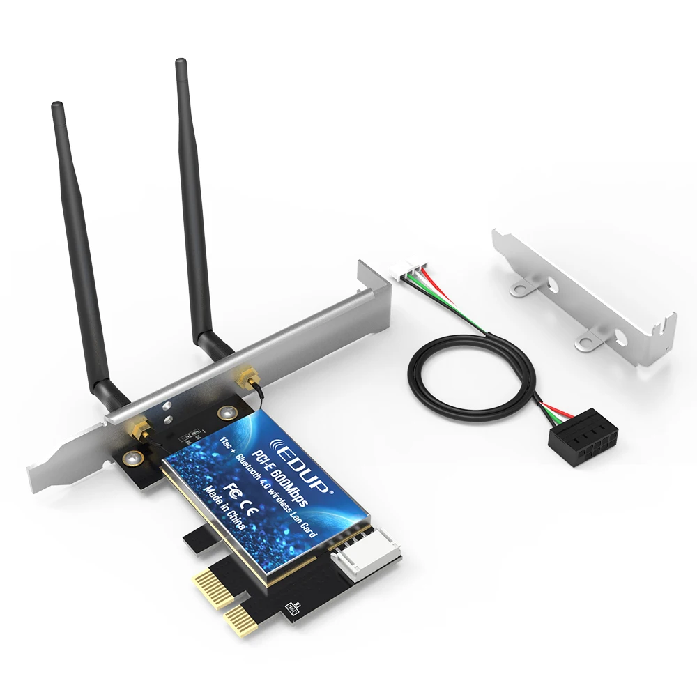 EDUP 600 Мбит/с AC pci-e WiFi беспроводная карта адаптер антенны BT4.0 для настольного ПК EDUP 600 Мбит/с AC pci-e WiFi беспроводная карта адаптер антенны BT4.0 для настольного ПК