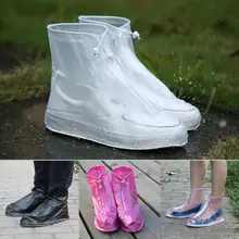 1 Pasang Tahan Air Pelindung Sepatu Boot Cover Unisex Wanita Pria Zipper Hujan Sepatu Covers High-Top Anti-Slip sepatu Hujan Kasus(China)