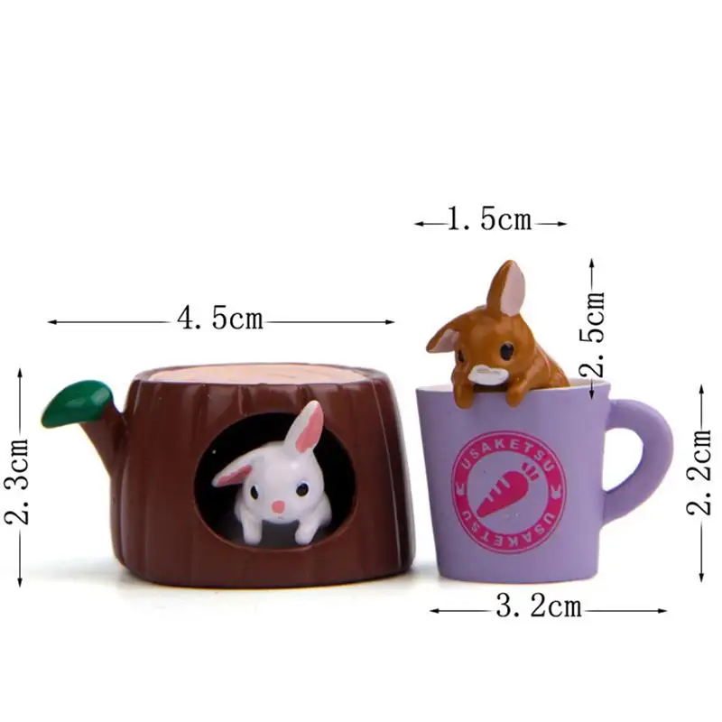 4 шт./компл. Kawaii Чашка с зайчиком пень Мини фигурки бонсай микро пейзаж Кукольный