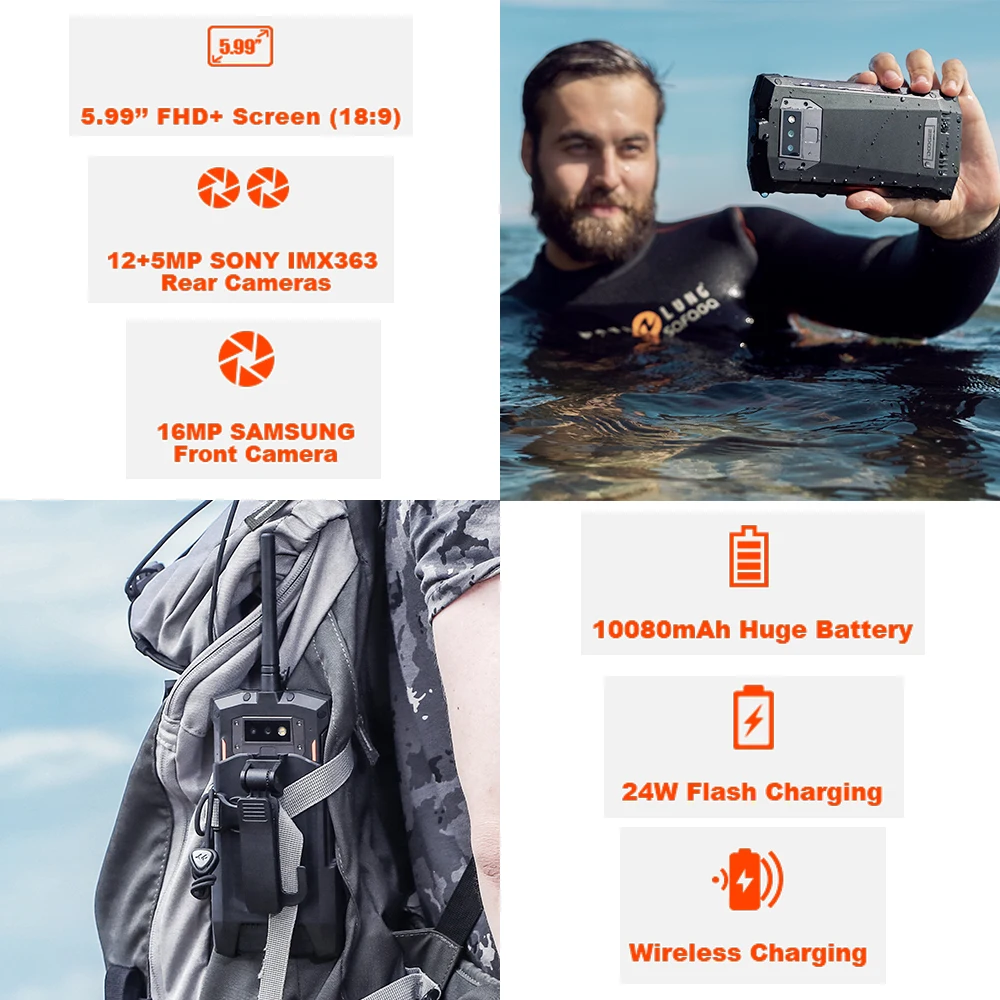 DOOGEE S80 мобильный телефон IP68/IP69K Walkie talkie Беспроводная зарядка NFC 10080 мАч 12V2A 5 99 FHD Helio