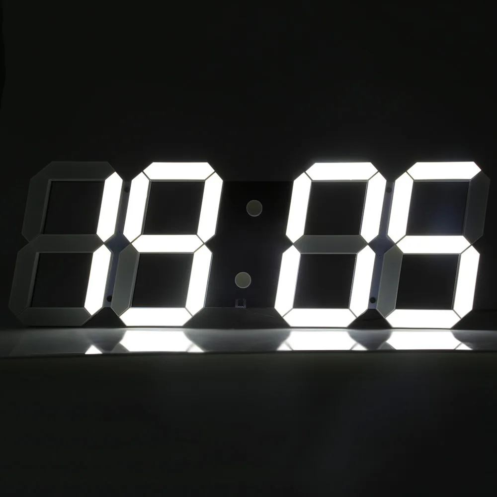 Large LED Digital Wall Alarm Clock Modern Design Home Decor 3D LED Clock Big Decorative Watch White Black Living Room Bedroom