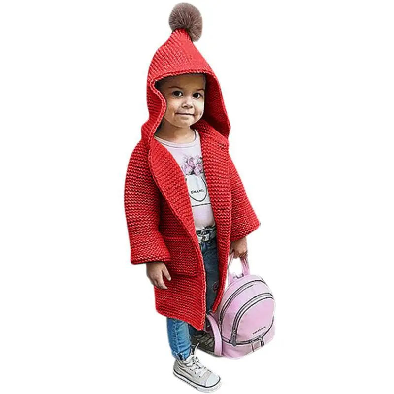 Pudcoco/детское вязаное пальто-кардиган для маленьких девочек; зимняя теплая верхняя одежда для маленьких девочек; детское осенне-зимнее теплое пальто