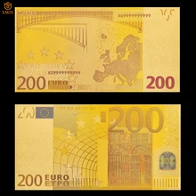 24k Золотая банкнота евро 200 евро коллекция цвет банкнота сбор бумажных денег и украшения