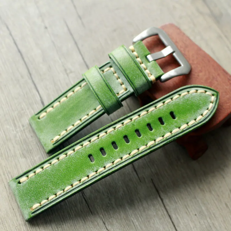 

20 22 24 mm Top Upscale man Handmade Italian waxed cowhide Straps For Omega Seiko PAM Strap watchbands Stainless Steel Buckle