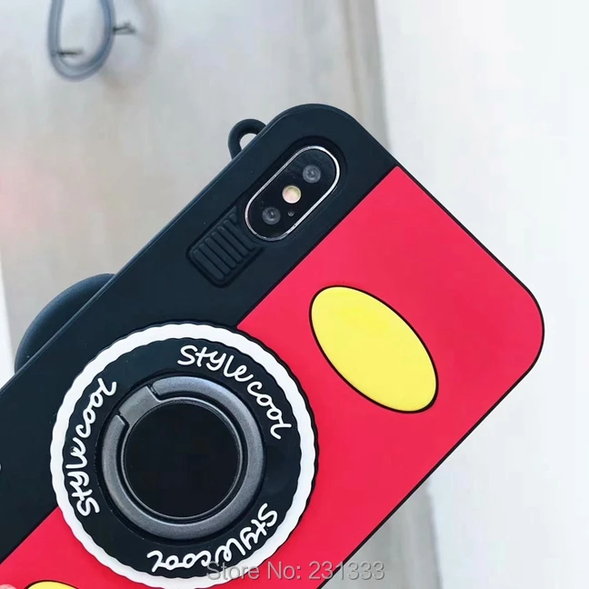 Мягкий силиконовый чехол с 3d камерой Микки для Iphone X XS MAX XR 8 7 PLUS 6 S кольцом