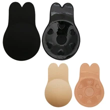 Новое поступление женский молочный симпатичный в форме кролика бюстгальтер лифтинг Nipplecovers клей без бретелек без спинки бюстгальтер черный и телесный