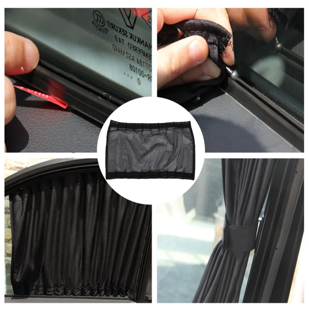 

2 PCS Auto Car Curtain Window Car Sun Shade Windshield Sunshade Drape Visor Shield Visor Block Curtains UV Protection Gray