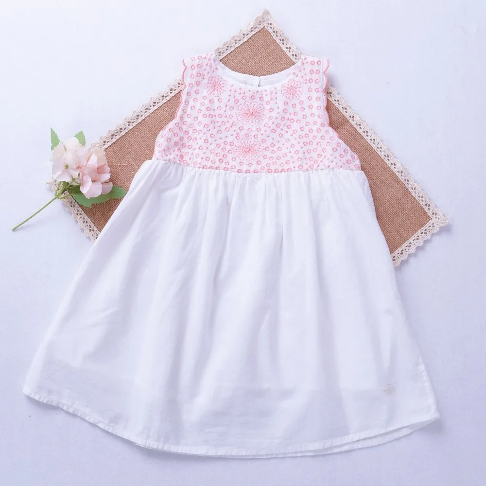 party embroidery dress baby clothes summer white smocked kids dresses