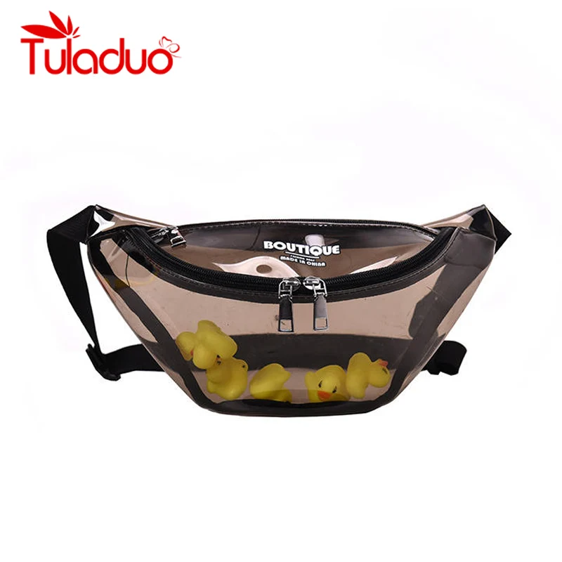 

Casual PVC Fanny Pack Hip Pack Waist Bag Women Casual Waterproof Antitheft Women Holographic Belt Multi-function Phone Bag