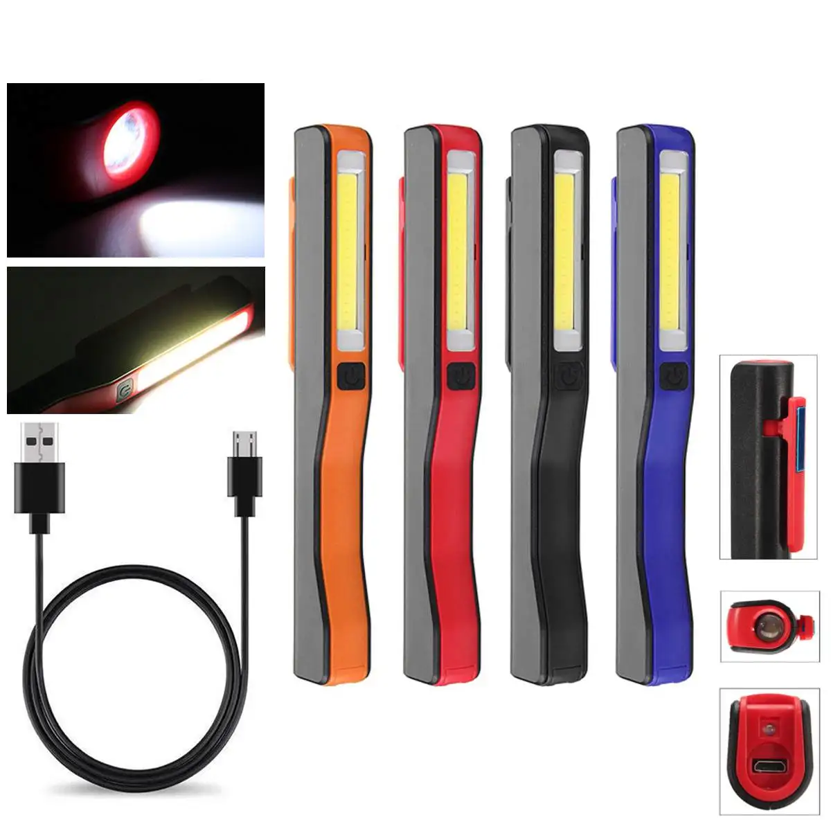 

Rechargeable COB Light Flashlights LED COB Camping Work Inspection Light Lamp Hand Torch Work Light