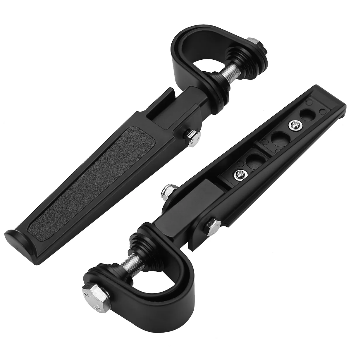 Mayitr 2pcs Universal Motorcycle Folding Foot Rest Black Aluminum