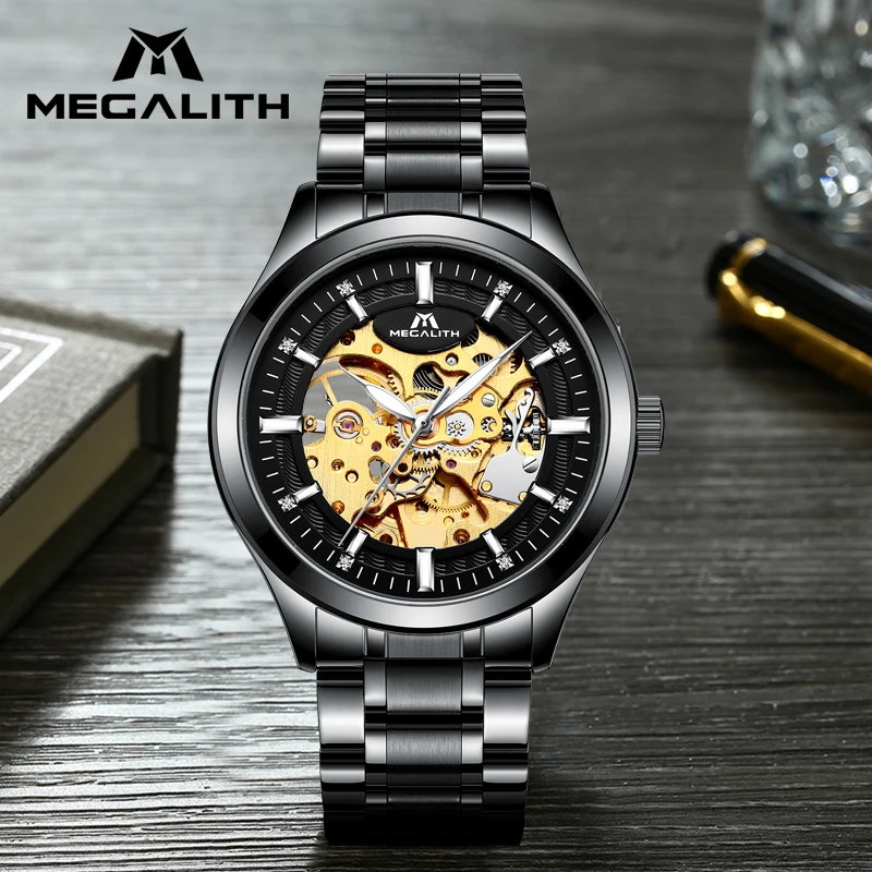 

MEGALITH Top Brand Original Men Watch Luxury Automatic Mechanical Watch Waterproof Watch Male Full Steel Clock Relojes Masculino