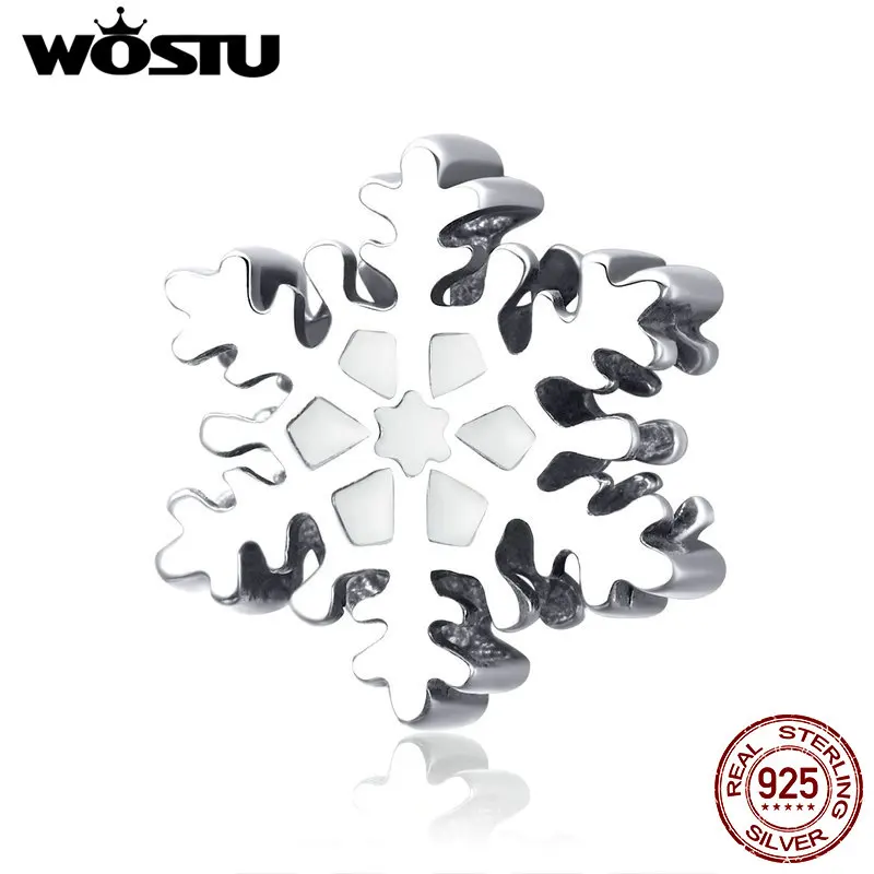 

WOSTU New 925 Sterling Silver Snowflake Charm Beads CZ Beads Fit Original Charm Bracelet Jewelry Making For Women Gifts CQC1037