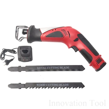 

12V Portable Battery Reciprocating Saw Cordless Electric Saber Saw Rechargeable Power Hacksaw with Wood Metal Cutting Blade Tool