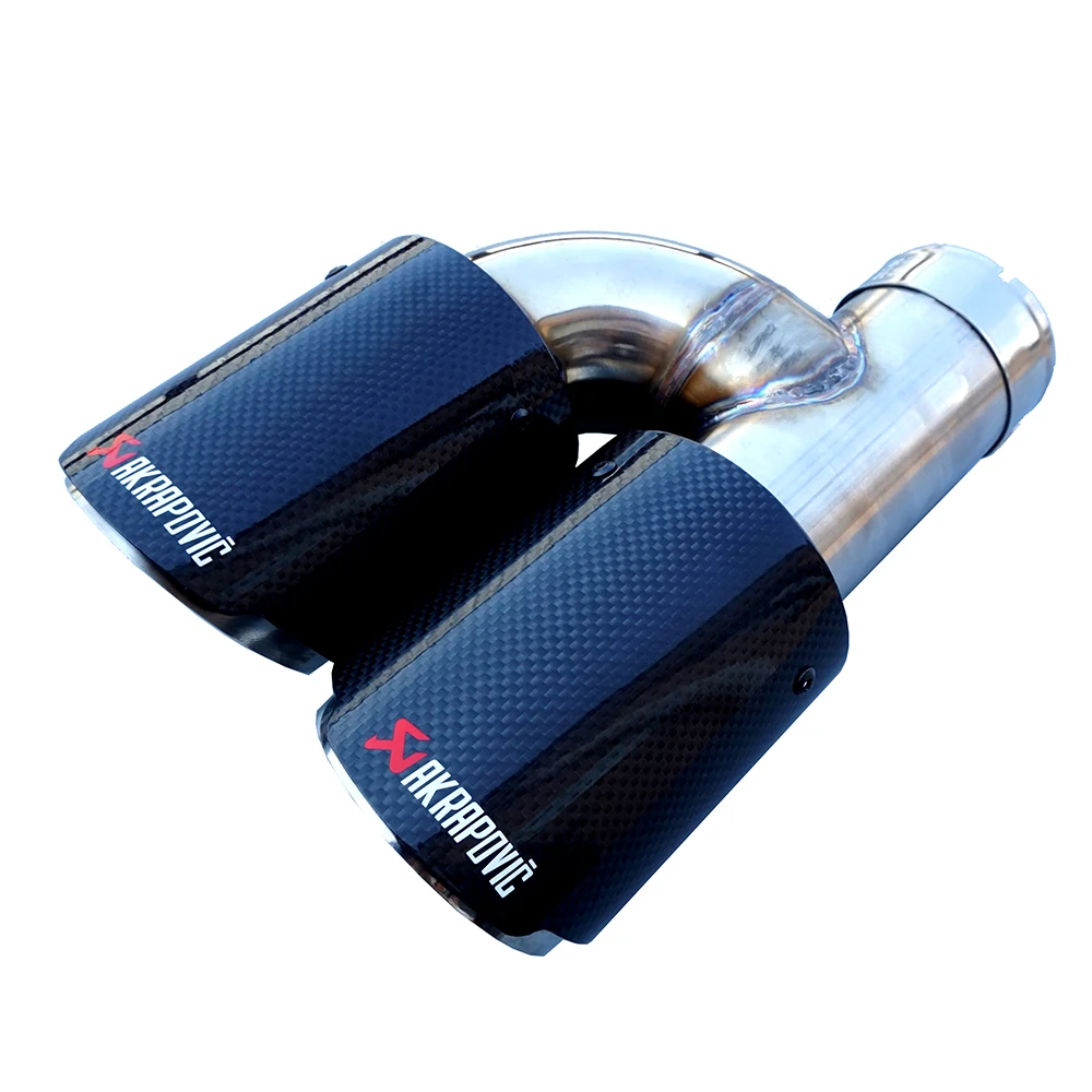Stainless steel Exhaust Tip Dual Pipe ID:2.5/" 63mm OD:3.5/" 89mm 2x Carbon Fiber