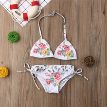 Комплект бикини в цветочек с вышивкой для новорожденных девочек, купальный костюм, бандажный купальный костюм, пляжная одежда Biquini Bather