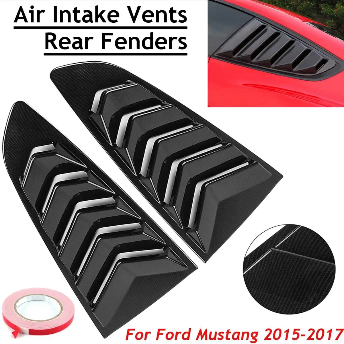 

Pair Rear Carbon Fiber Exterior Side Air Intake Vents for Fenders Trims Decoration Cover For Ford for Mustang 2015 2016 2017