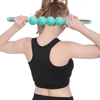 

Gym Yoga Massage Stick Relax Muscle Roller Body Slimming Massage Relax Tool Muscle Roller Sticks with 3 Point Spiky Ball