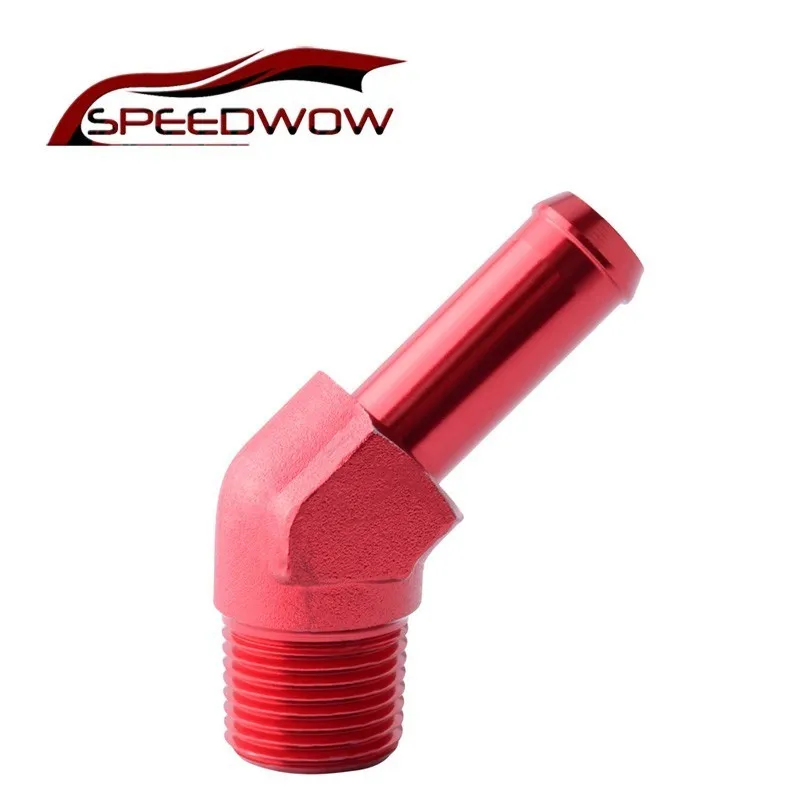 

SPEEDWOW 3/8" NPT Male to 1/2" 12.7mm Barb Nipple Hose Barbs 45 Degree Fitting Adapter Hose End Adaptor Red Blue