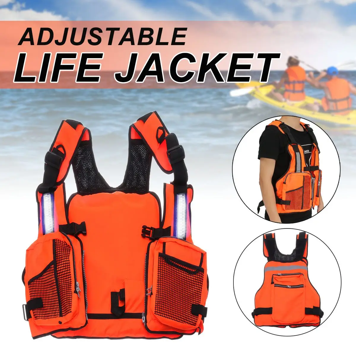 

Fishing Vest Adjustable Mesh Mutil-Pocket Outdoor Sport Life Safety Jacket Swimming Sail For Fishing Clothes