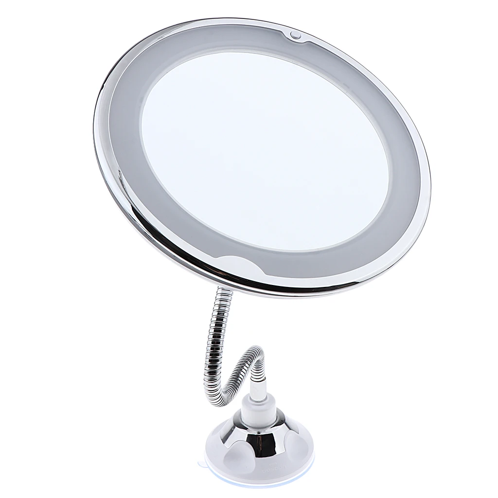 

360° Rotation Flexible Gooseneck 10x Magnifying LED Lighted Bathroom Makeup Shaving Mirror for home decor