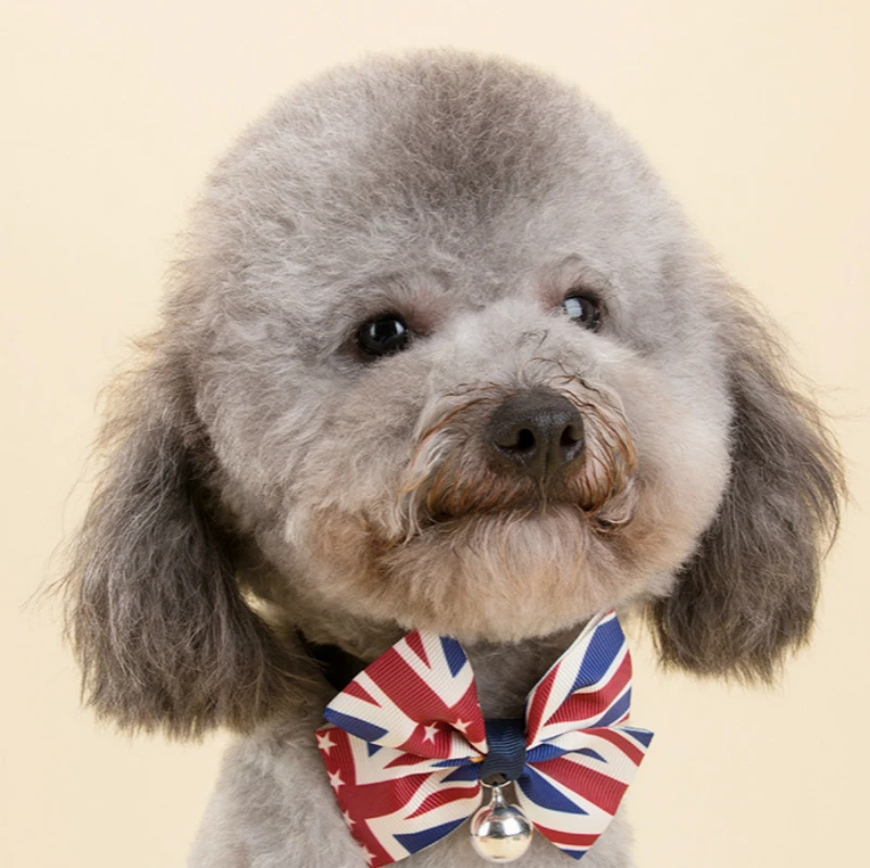 Dog Bow Tie Collar and Neck Tie Wedding Adjustable Necktie Collar Flag
