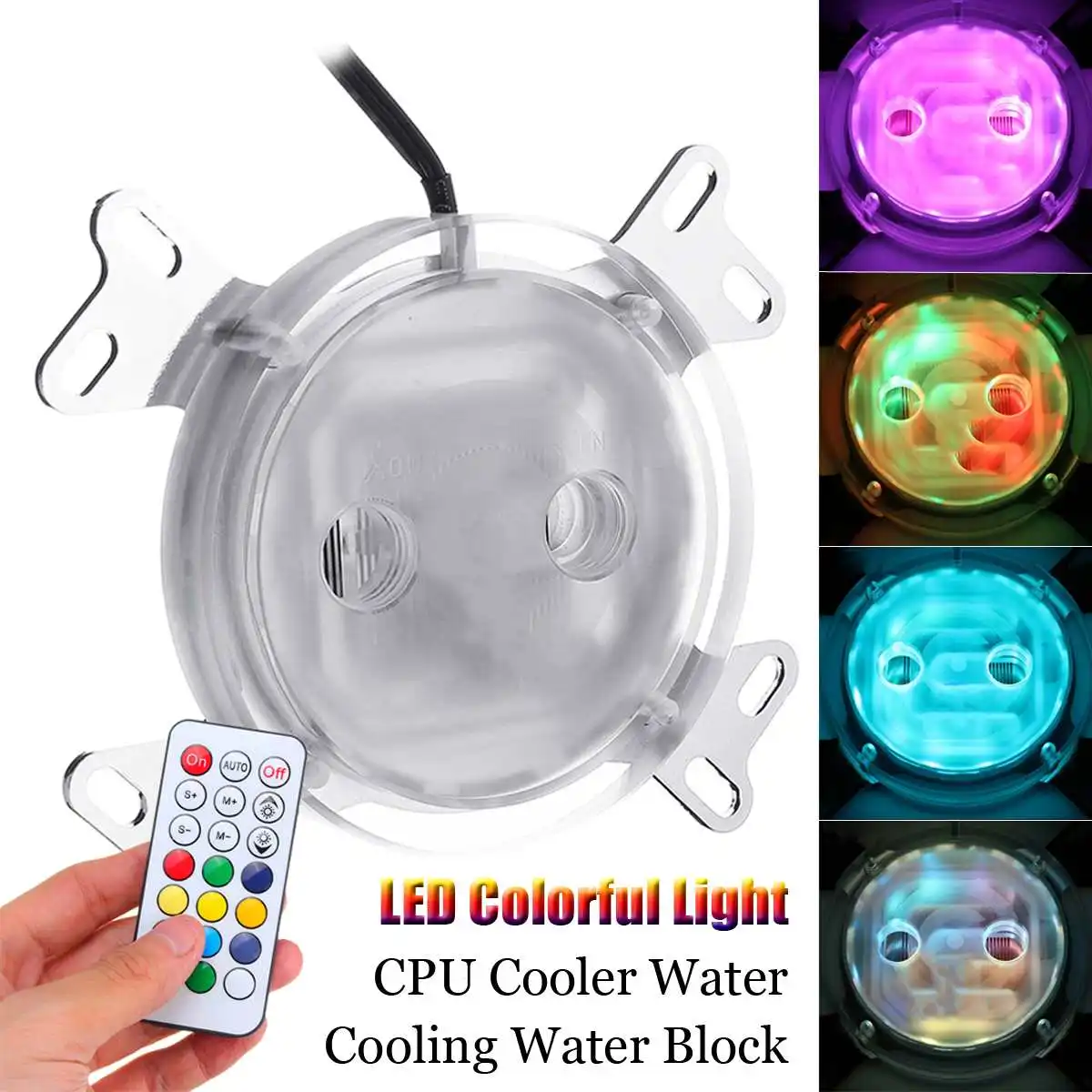 

LEORY G1/4 LED Colorful Light CPU Cooler Water Cooling Water Block with Controller for Intel AM2 AM3 AM4
