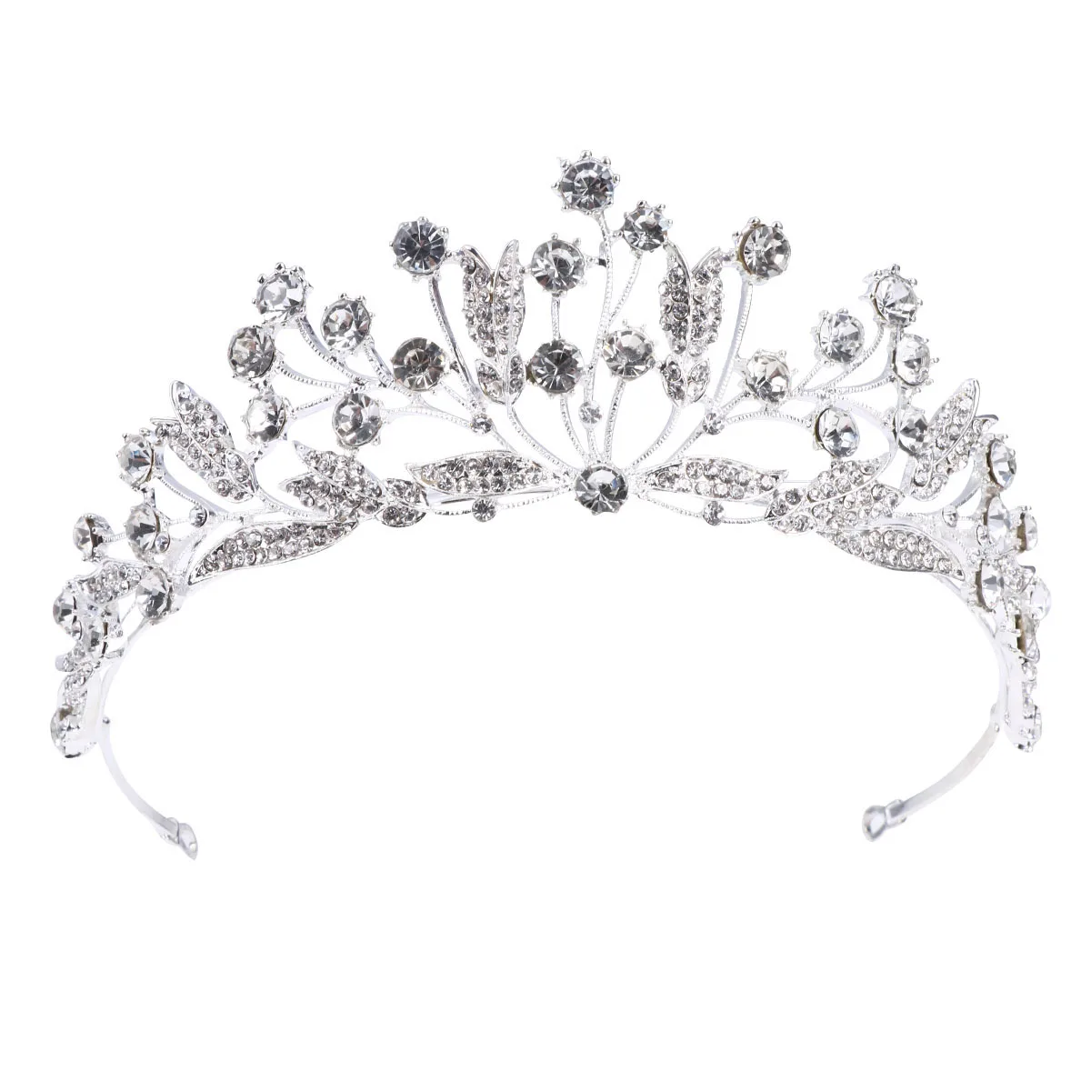 Crystal Rhinestone Bridal Crown Leave Luxury Tiara Hair Jewelries