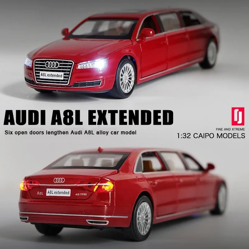 Модель автомобиля из сплава A8L удлиненная металлическая с подсветкой|Наземный