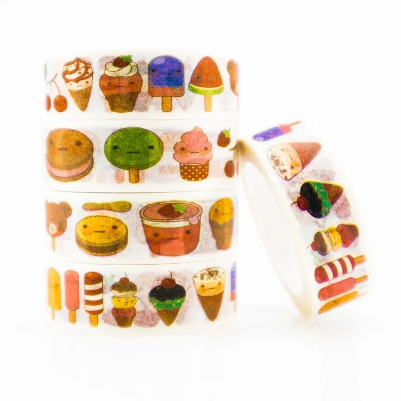 

Japanese Cartoon Ice Cream Washi masking tape sticky color decorative tape set DIY decoration office stationery scrapbook 1PCS