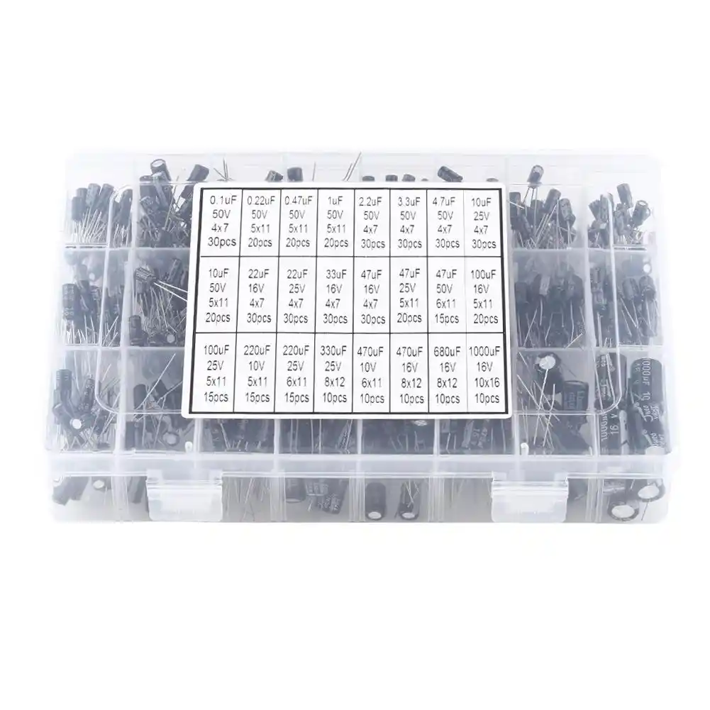 Electrolytic Capacitor 500pcs 10V ~ 50V 0.1uF to 1000uF 24 Values Electrolytic Capacitor Kit Assorted Aluminium