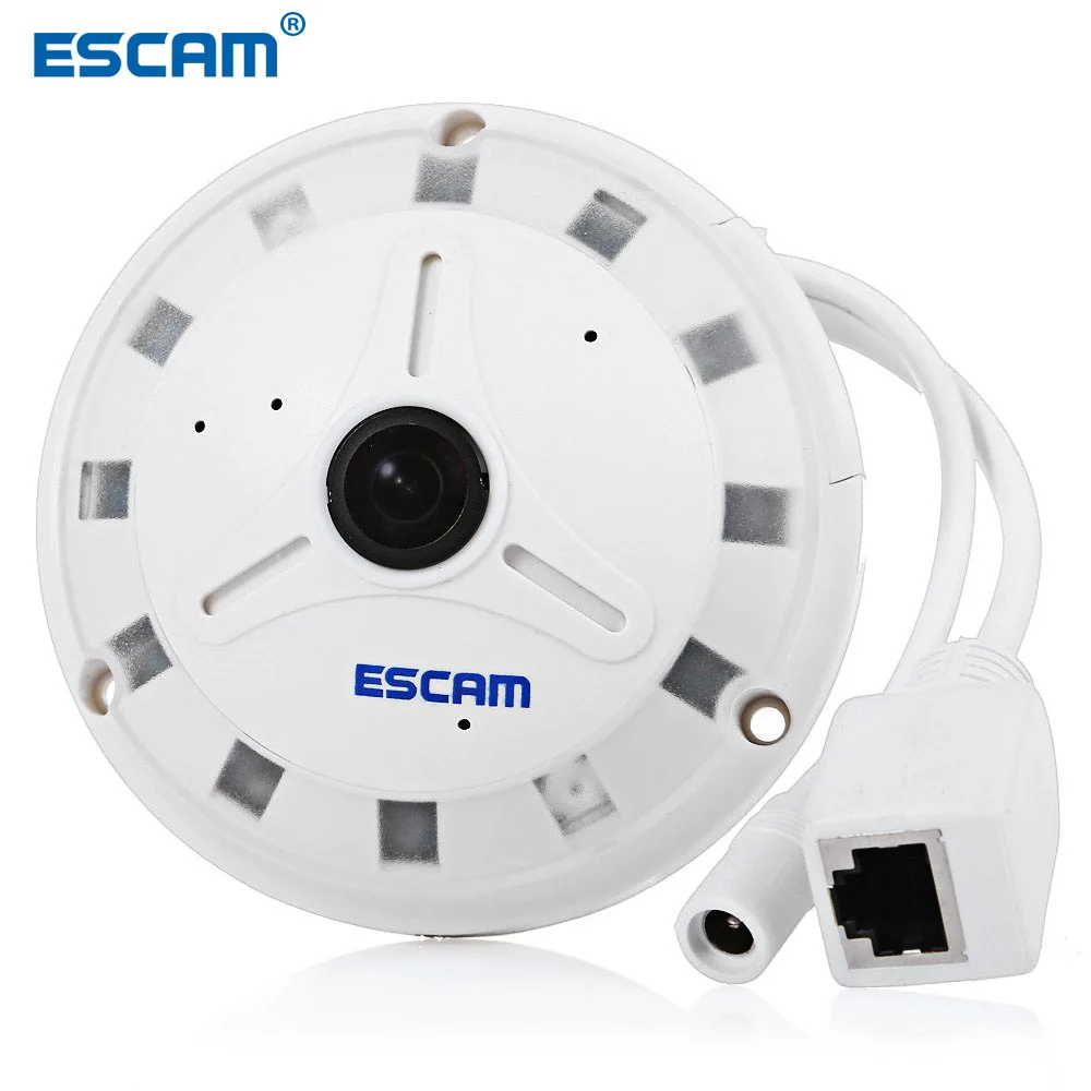 

Clearence! ESCAM QP130 IP Camera Mini Camera 360 Degrees Panoramic Fish Eye Camera IR Night Vision Monitor Support 128GB TF Card