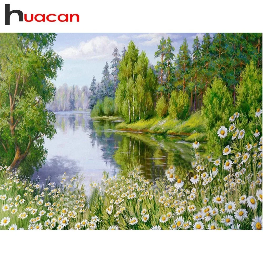 

Huacan DIY Diamond Embroidery Flowers 5D Diamond Painting Nature Scenery Picture Full Square Rhinestones Home Decoration