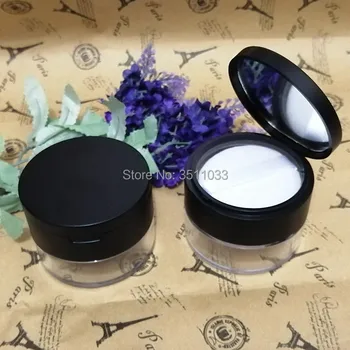 

15G Black Plastic Empty Loose Powder Jar n Sifter n Mirror DIY Elegant Cosmetic Powder Refillable Container,Portable Makeup Tool