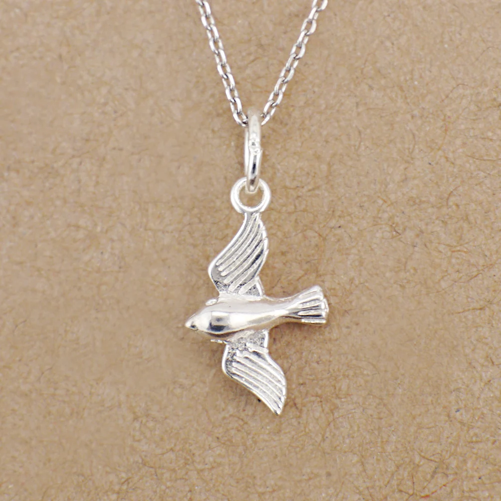 

925 Solid Sterling Silver Fashion Jewelry Lovely Bird Swallow Charm Pendant Necklace A2914+chain B