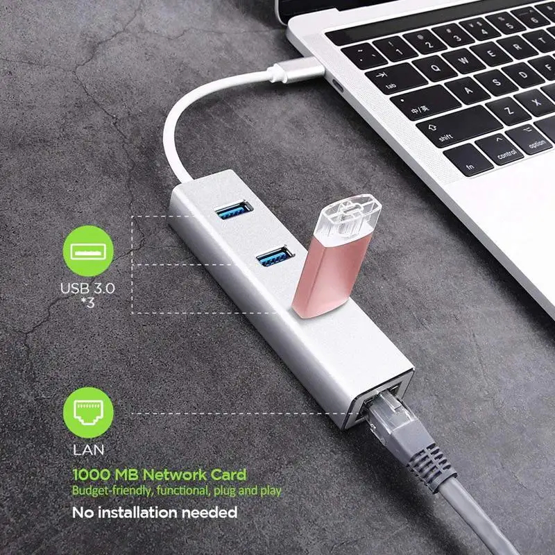 3 Порты и разъёмы USB C 0 Алюминий Портативный центр данных 1000 Мбит/с 1 гигабитный