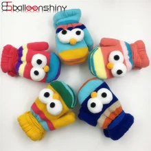 BalleenShiny/большие перчатки с глазами из мультфильмов, плотные бархатные рукавички для маленьких мальчиков и девочек, милые разноцветные теплые зимние перчатки для детей