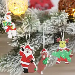 12 шт. Рождественская елка висячие украшения подарок Домашнее украшение Рождественский Деревянный Санта-Клаус Снеговик Лось