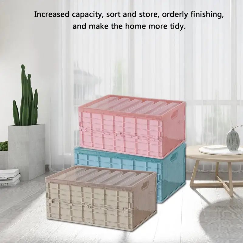 

Collapsible Plastic Storage Crate Box Wardrobe Stackable Home Garage Warehouse Desktop Storage Box Car Underwear Sock Organizer