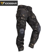 Idogear tático g3 calças com joelheiras airsoft multicam cp gen3 caça camuflagem preto 3201