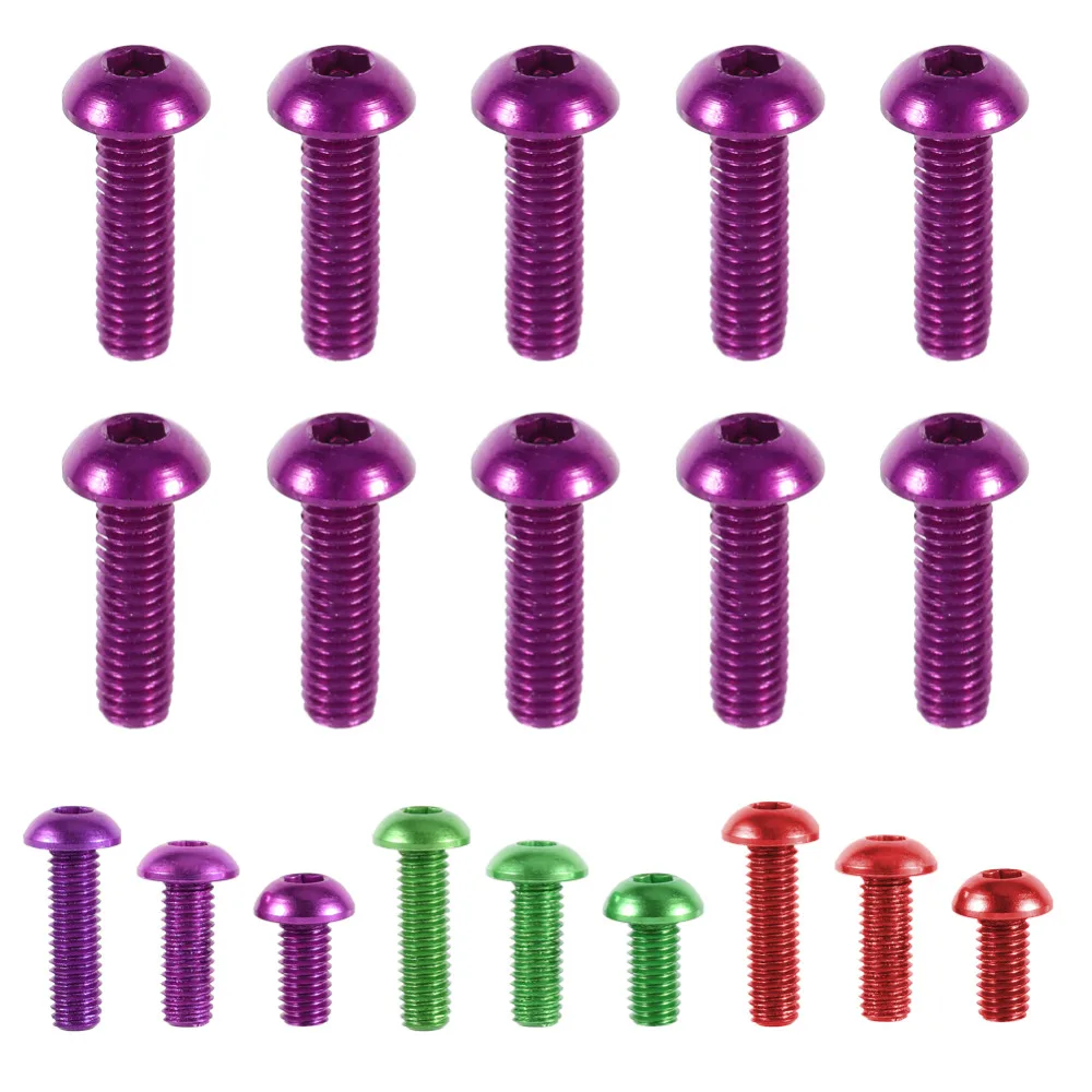 10Pcs M3 Button Round Head Socket Screws Multicolors Aluminum Alloy