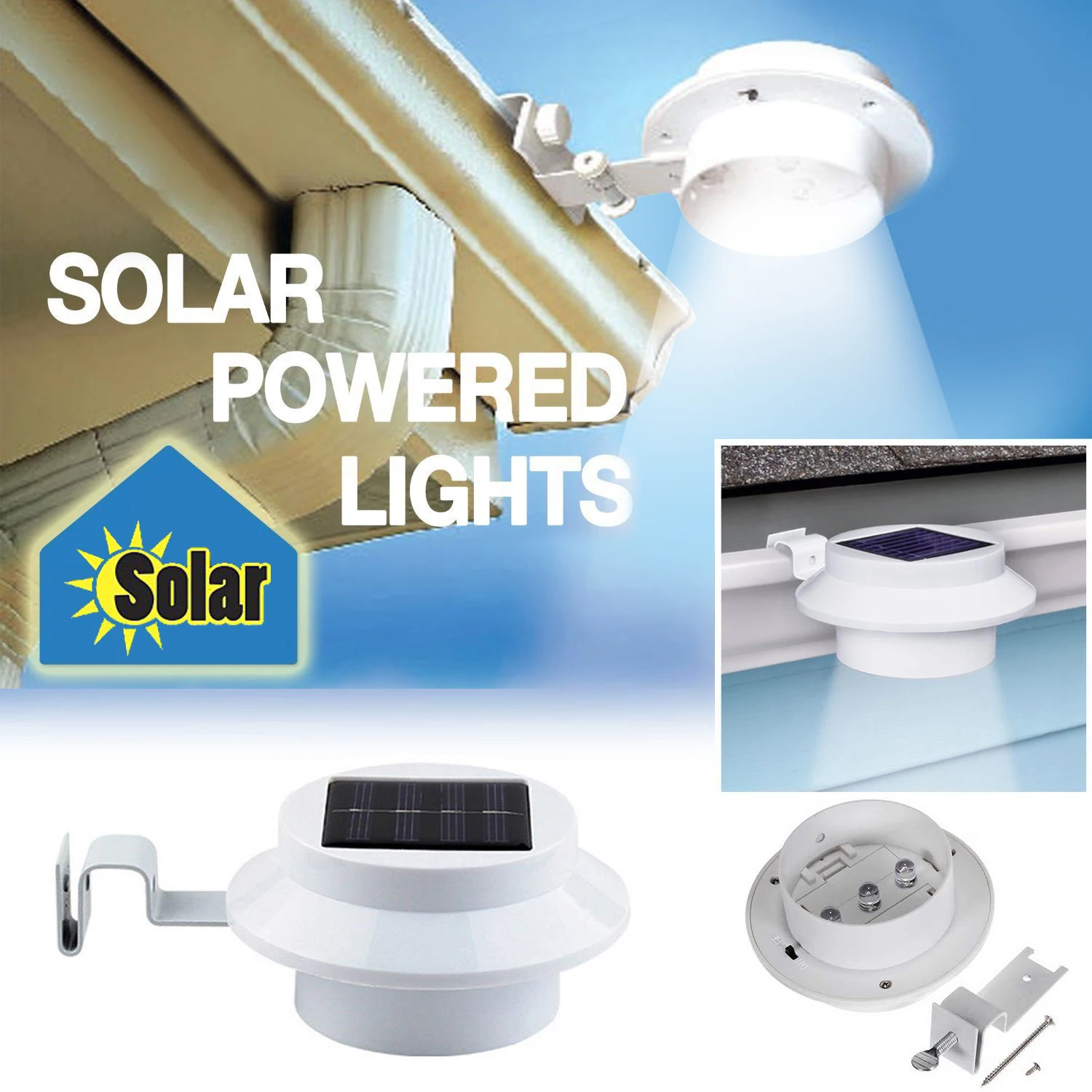 

LED Solar Powered Energy Saving Outdoor Light Solar Lamp for Garden Landscape Yard Fence Gutter Roof Wall Door Gate Pathway