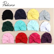 2019 nova marca bebê recém-nascido turbante da criança crianças menino menina misturas de algodão chapéu adorável macio bonito sólido nó beanies presentes do bebê