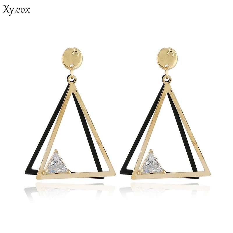 

Triangle Shaped Statement Dangle Earrings Zircon Pendants Drop Earrings