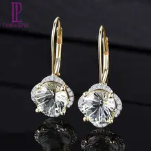 LP Solid 14KY Gold Diamond Earrings Natural Green Amethyst 3.79CT Special Daisy cutting Fine Fashion Gemstone Jewelry For Gift цена LP Solid 14KY Gold Diamond Earrings Natural Green Amethyst 3.79CT Special Daisy cutting Fine Fashion Gemstone Jewelry For Gift цены онлайн