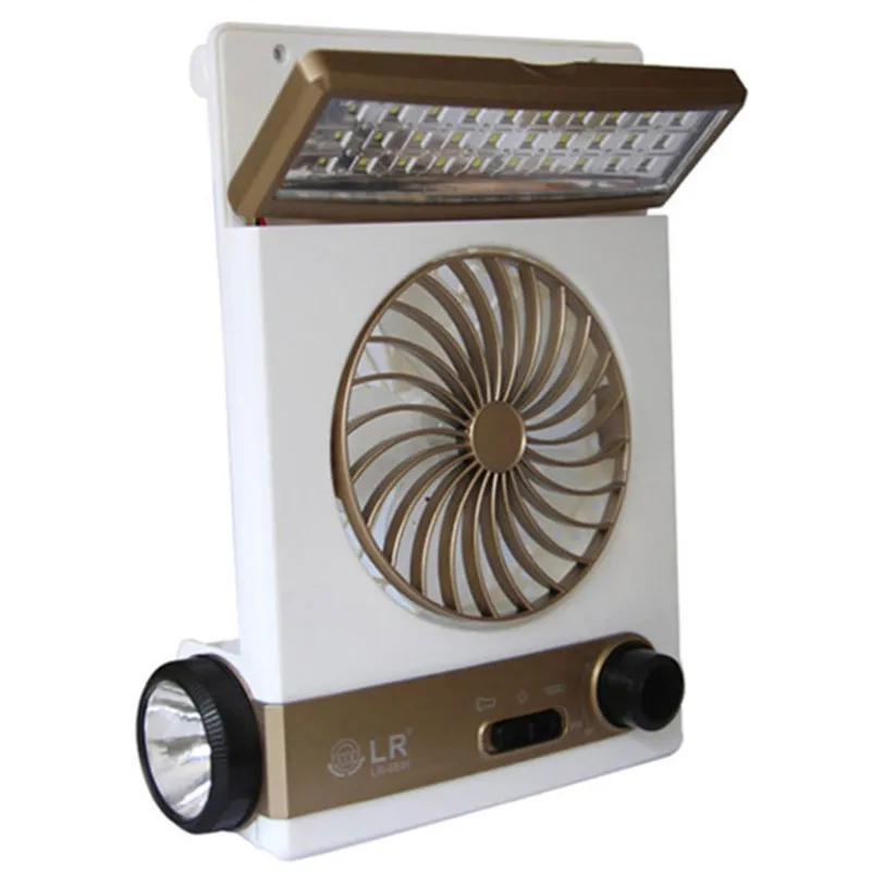 2 In 1 Mini Portable Solar Power LED Fan & Flashlight for Outdoor